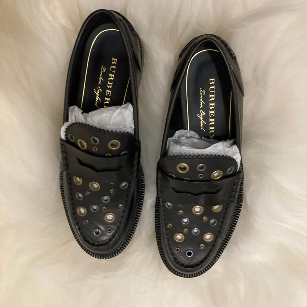 New Burberry black leather Bedmont eyelets loafer - Picture 2 of 6